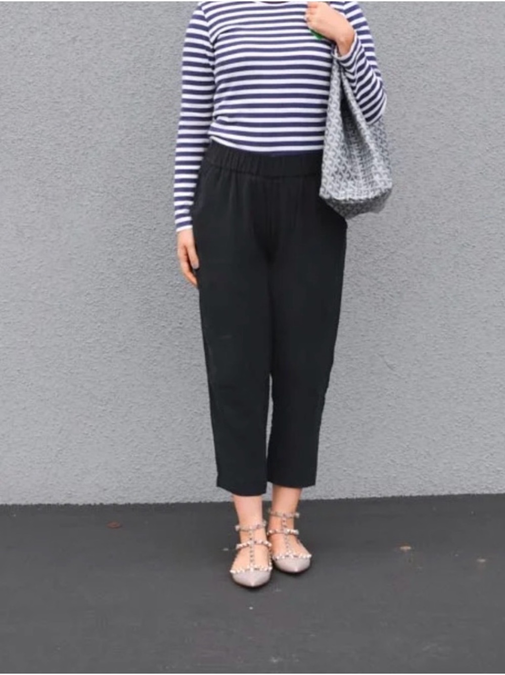 Grana Black Elastic Waist Trousers